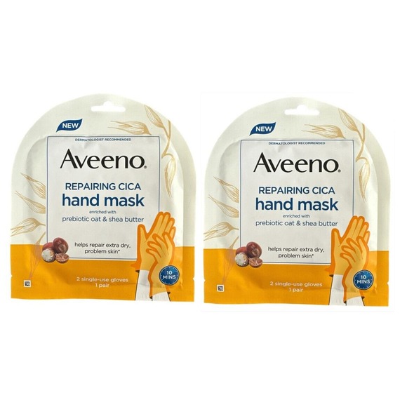 Lot of 2 Aveeno, Repairing Cica Hand Mask, 2 Single-Use Gloves - Picture 1 of 3
